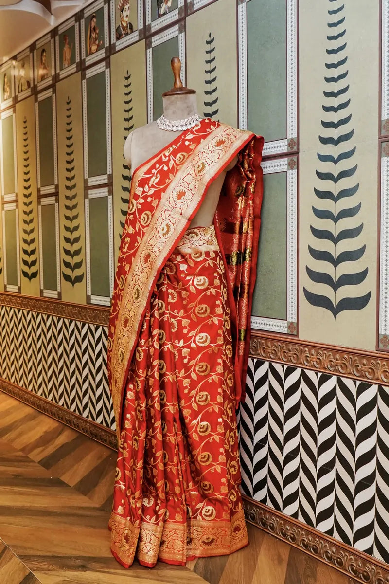 PURE BANARASI RED COLOR DOUBLE KATAN SILK SAREE