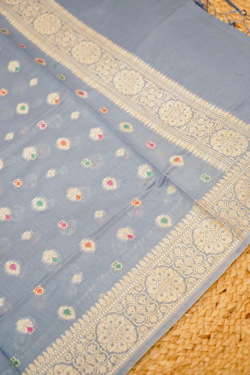 COTTON SILK GREY COLOR UNSTITCHED SUIT MATERIAL
