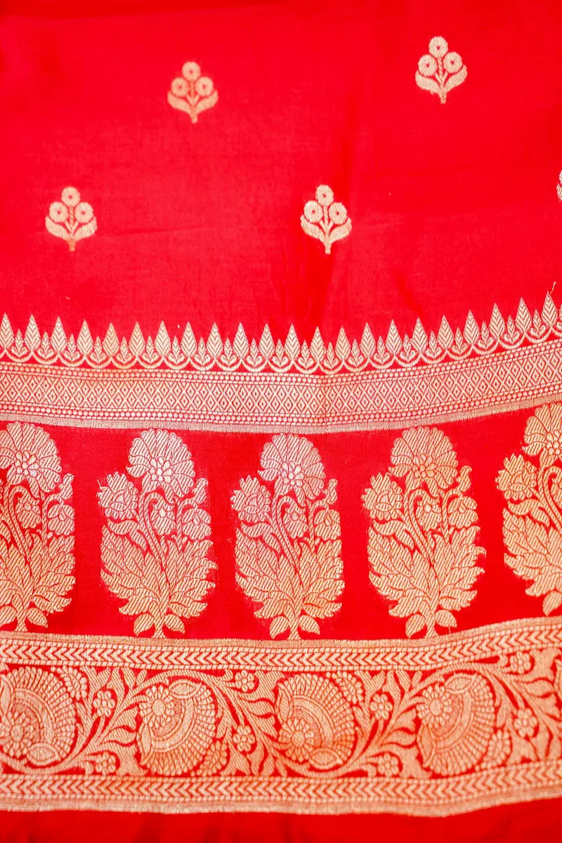 CHINIYA SILK RED COLOR UNSTITCHED SUIT MATERIAL