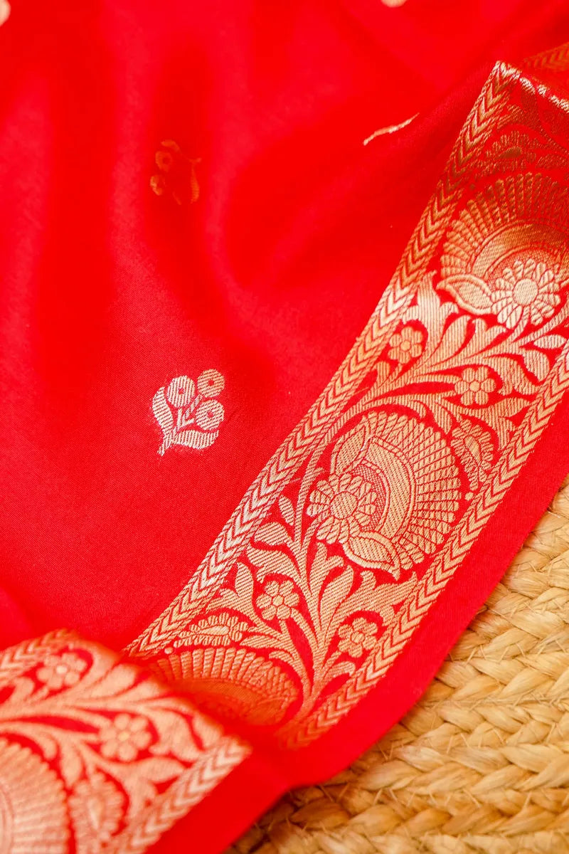 CHINIYA SILK RED COLOR UNSTITCHED SUIT MATERIAL