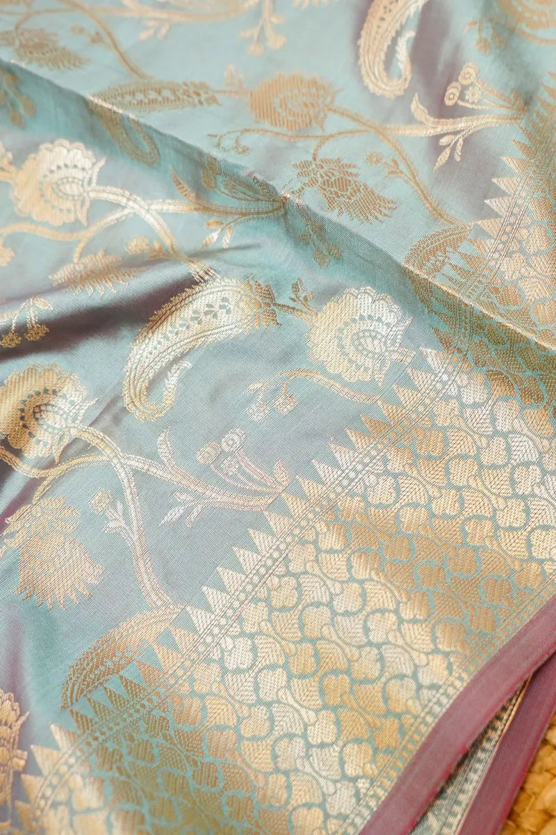 BANARASI SILK PASTEL LITE BLUE COLOR UNSTITCHED SUIT MATERIAL