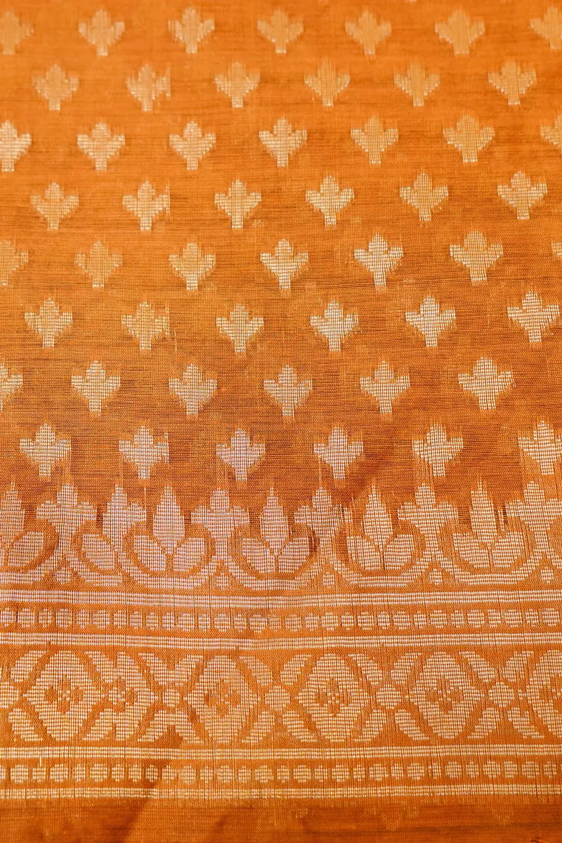 COTTON SILK ORANGE COLOR UNSTITCHED SUIT MATERIAL