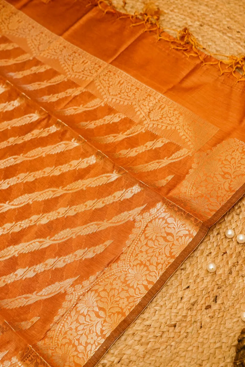 COTTON SILK ORANGE COLOR UNSTITCHED SUIT MATERIAL