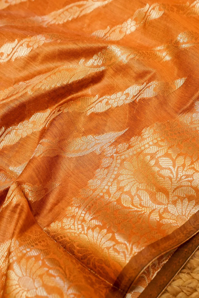 COTTON SILK ORANGE COLOR UNSTITCHED SUIT MATERIAL