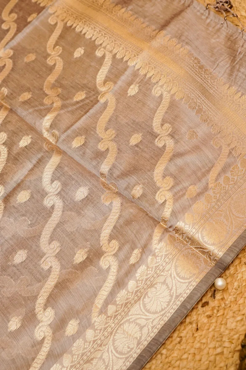 COTTON SILK MAROON WITH GREY COLOR UNSTITCHED SUIT MATERIAL