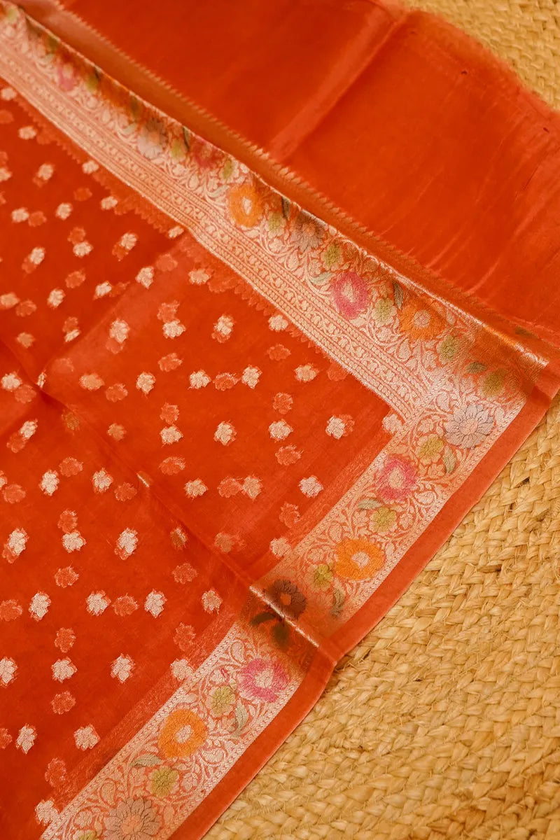 KATAN SILK ORANGE COLOR UNSTITCHED SUIT MATERIAL