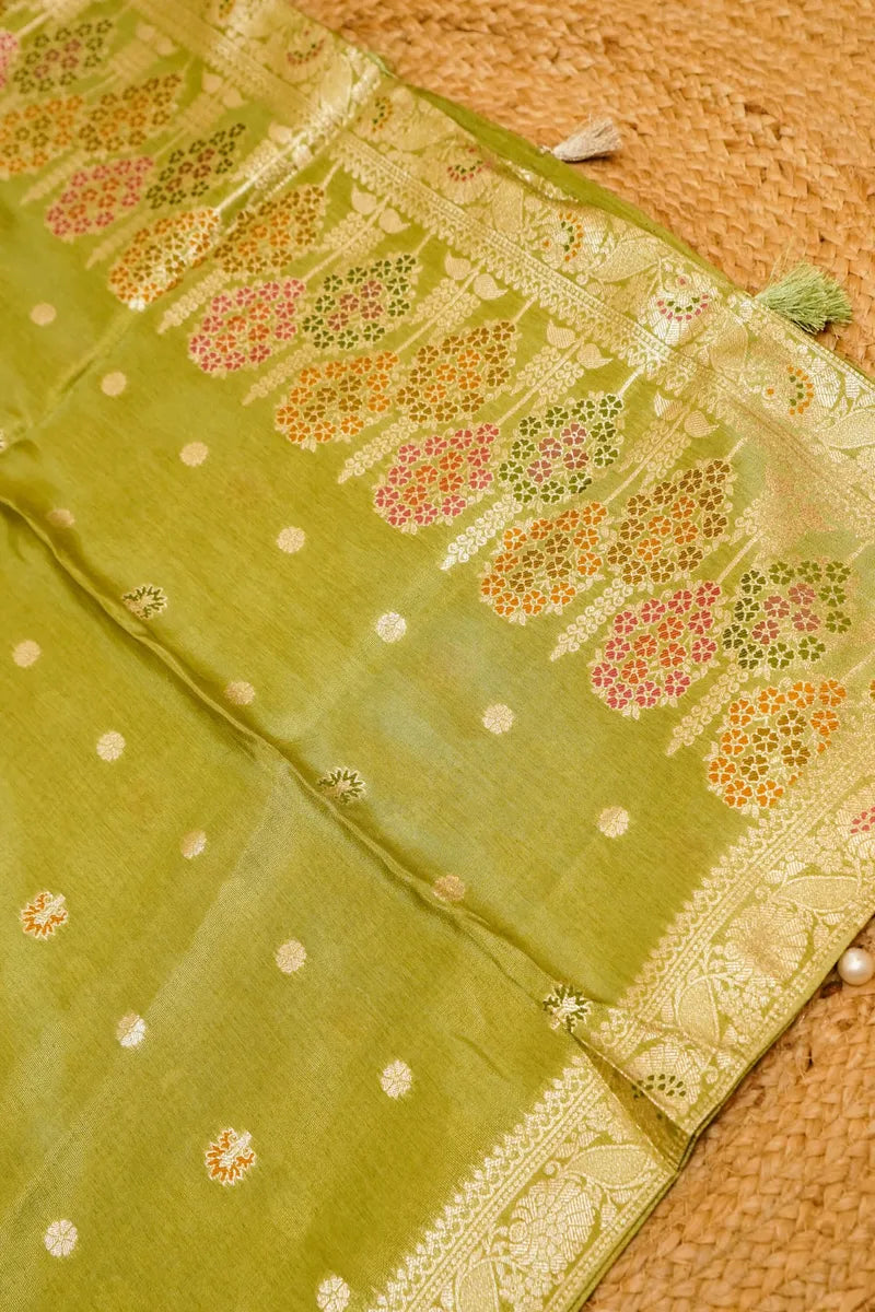 PASHMINA SILK PISTA GREEN COLOR UNSTITCHED SUIT MATERIAL