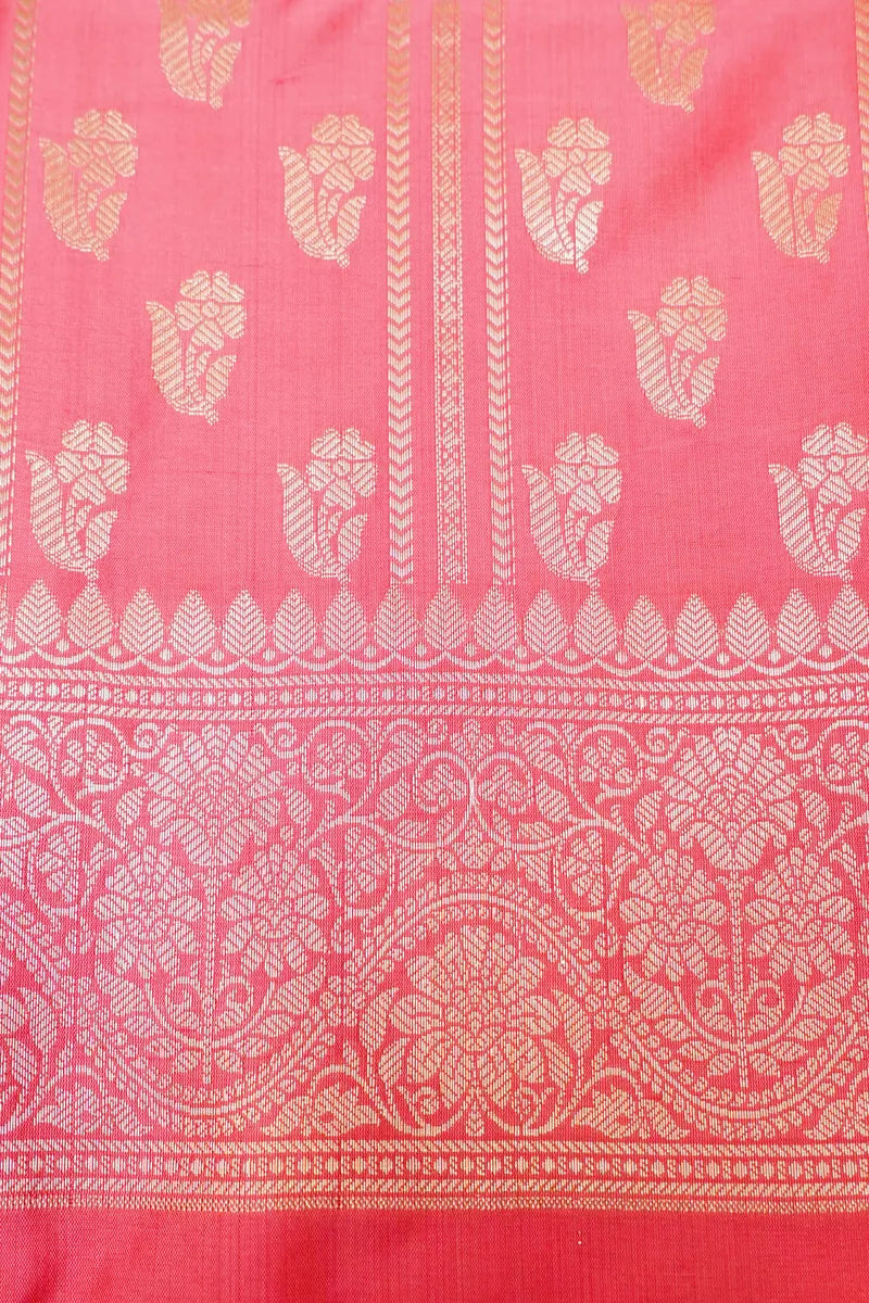 BANARASI SILK ROSE PINK COLOR UNSTITCHED SUIT MATERIAL