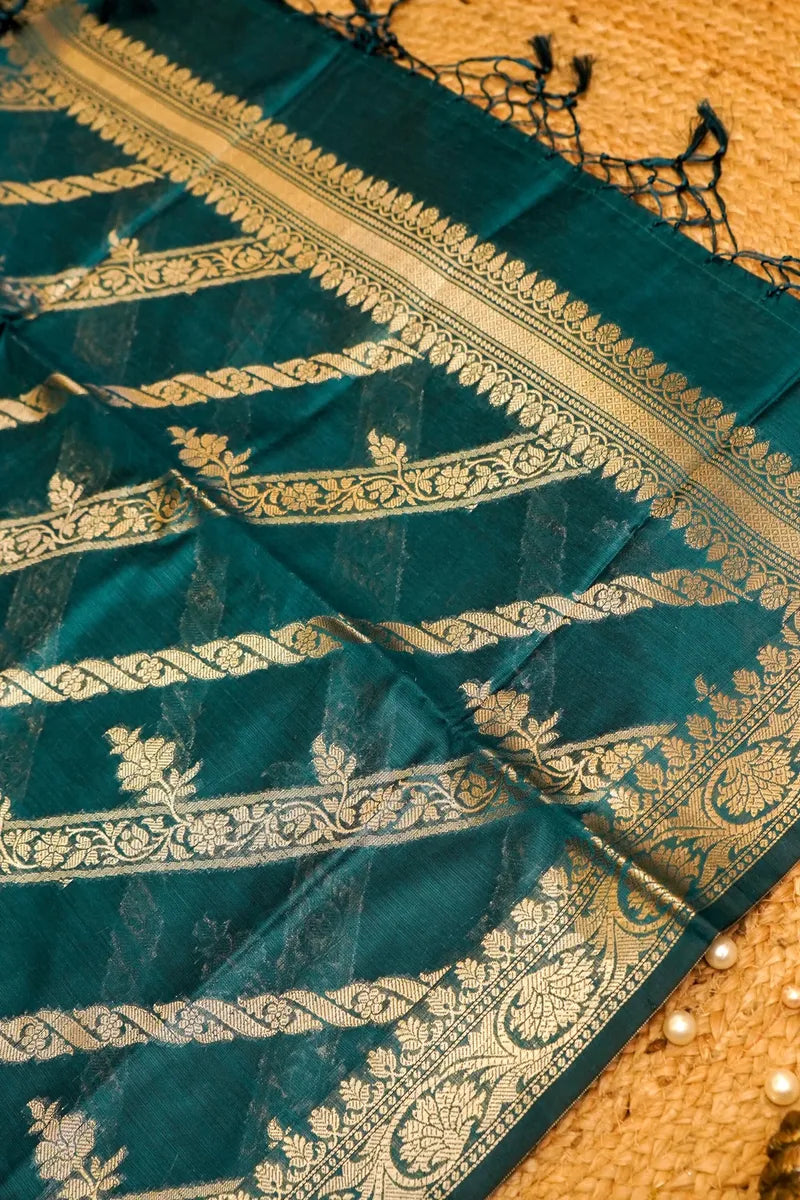 COTTON SILK ELECTRIC BLUE COLOR UNSTITCHED SUIT MATERIAL
