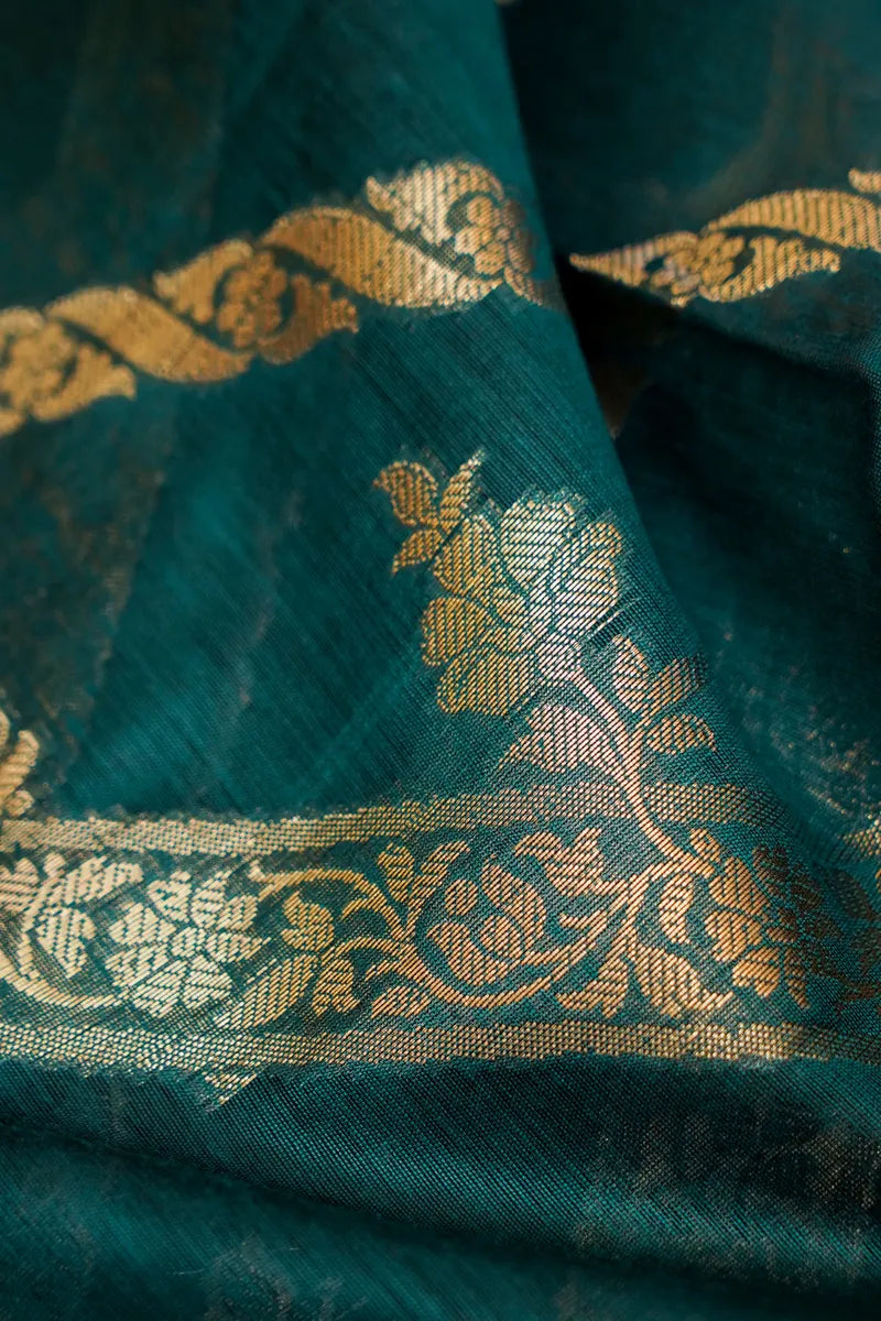COTTON SILK ELECTRIC BLUE COLOR UNSTITCHED SUIT MATERIAL