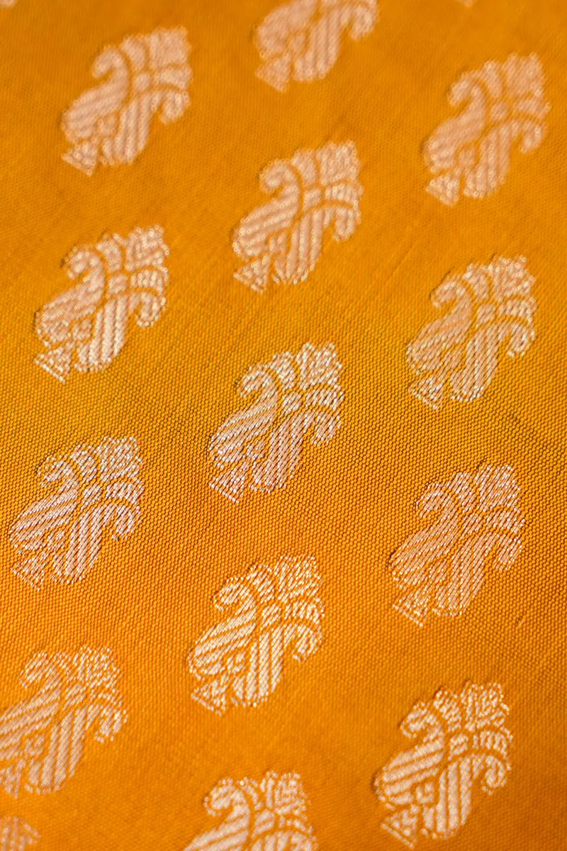 BANARASI SILK MUSTARD YELLOW  COLOR UNSTITCHED SUIT MATERIAL