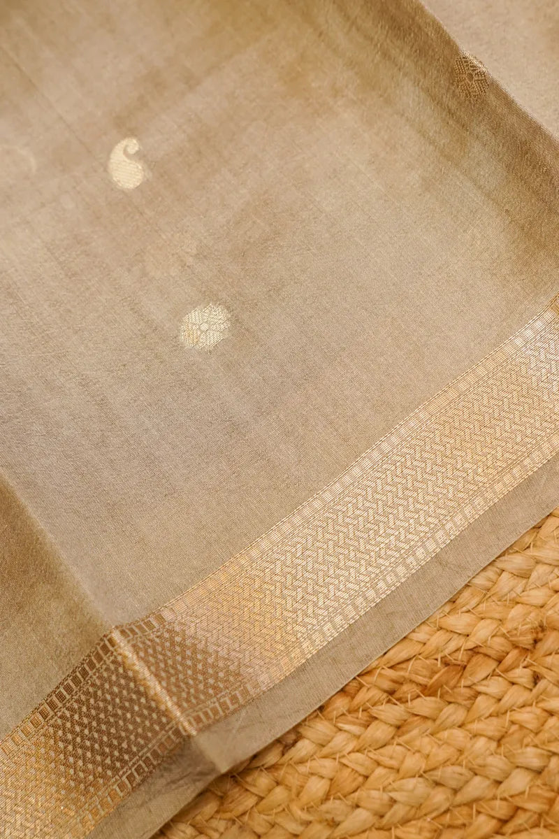 KATAN SILK PASTEL WOOD COLOR UNSTITCHED SUIT MATERIAL