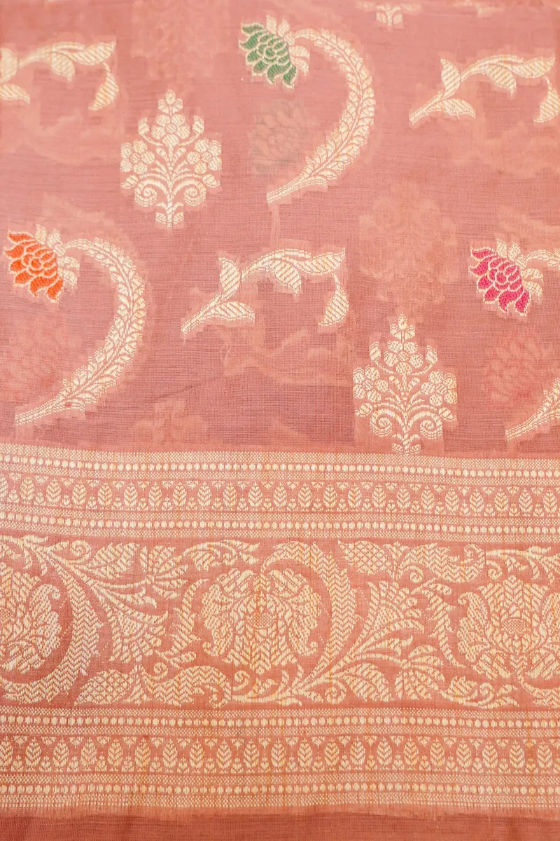 COTTON SILK PASTEL PINK COLOR UNSTITCHED SUIT MATERIAL