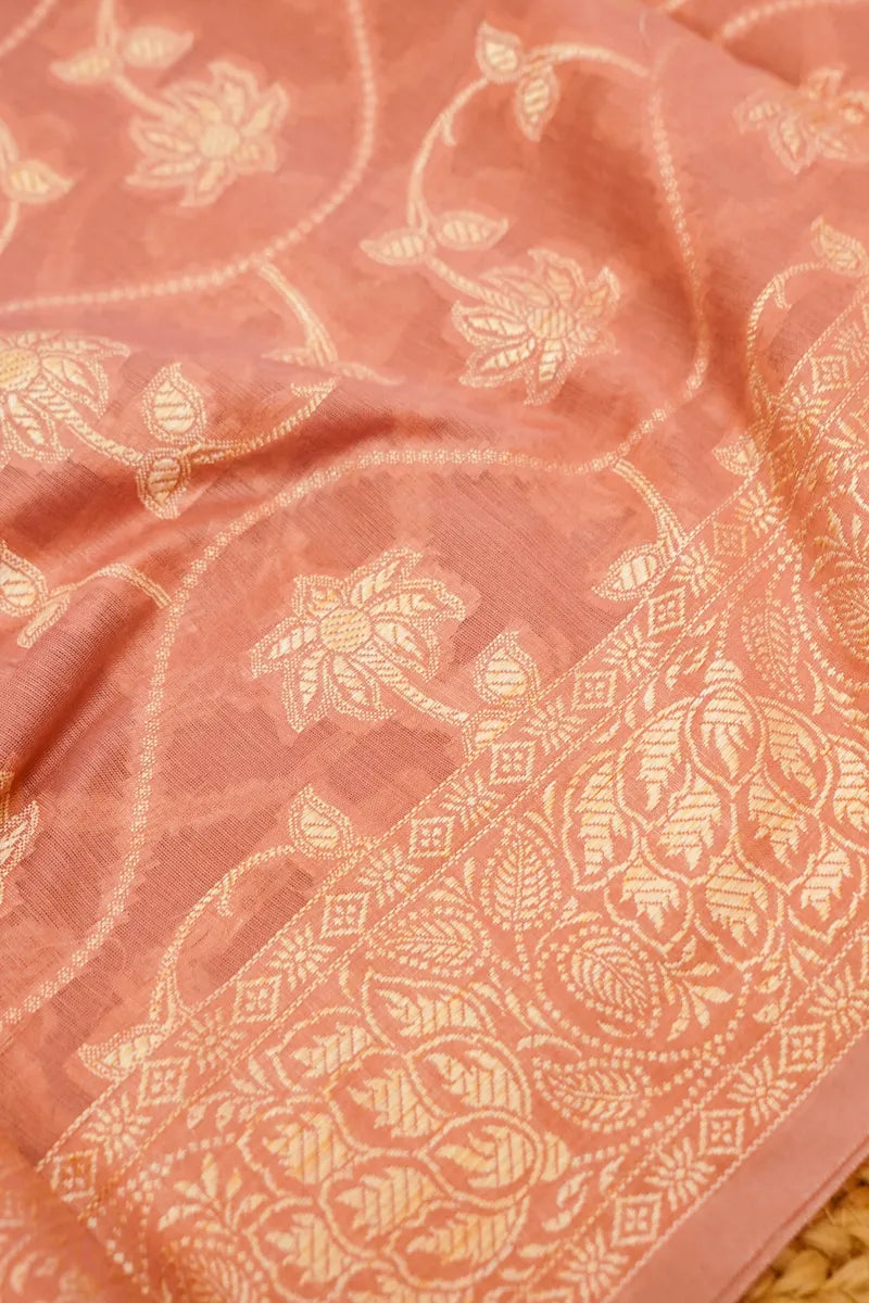 COTTON SILK PASTEL PINK COLOR UNSTITCHED SUIT MATERIAL