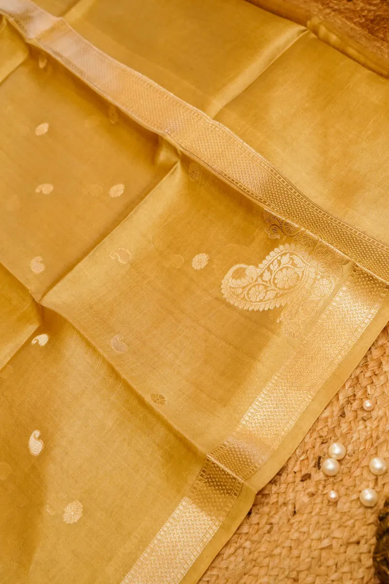 KATAN SILK LITE MUSTARD COLOR UNSTITCHED SUIT MATERIAL