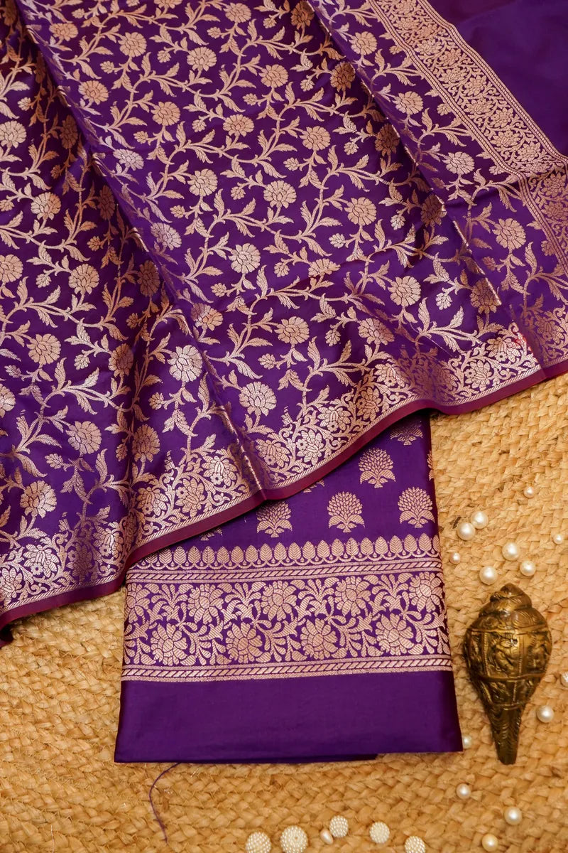 BANARASI SILK VOILET COLOR UNSTITCHED SUIT MATERIAL