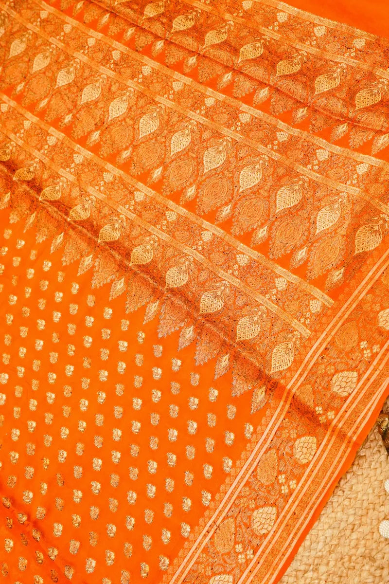 ORANGE COLOR  KHADDI SILK SAREE