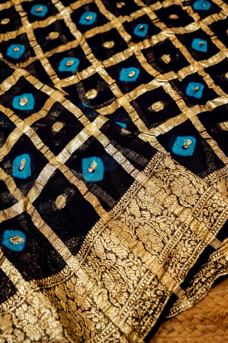 INDIGO BLUE COLOR GEORGETTE SILK SAREE