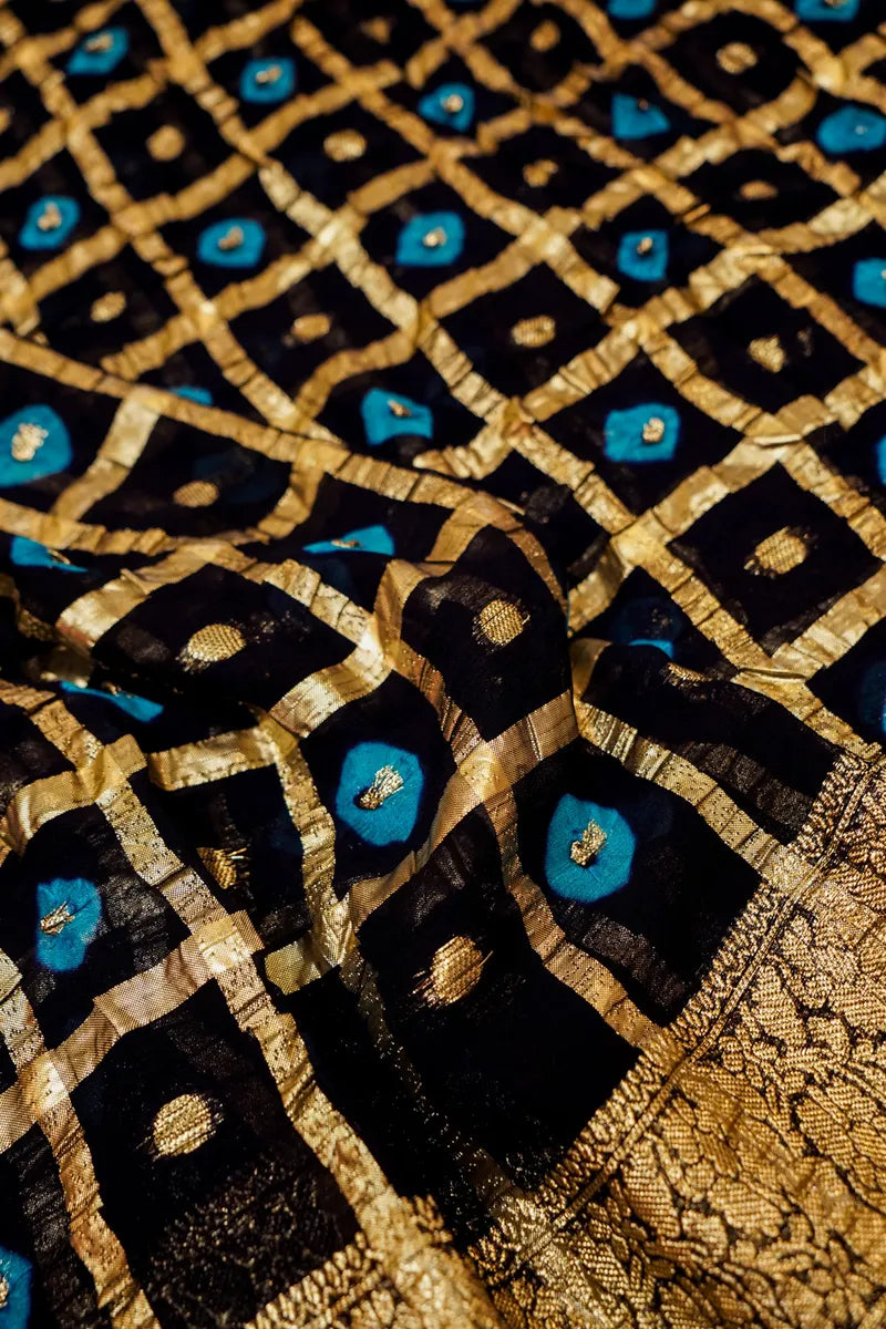 INDIGO BLUE COLOR GEORGETTE SILK SAREE