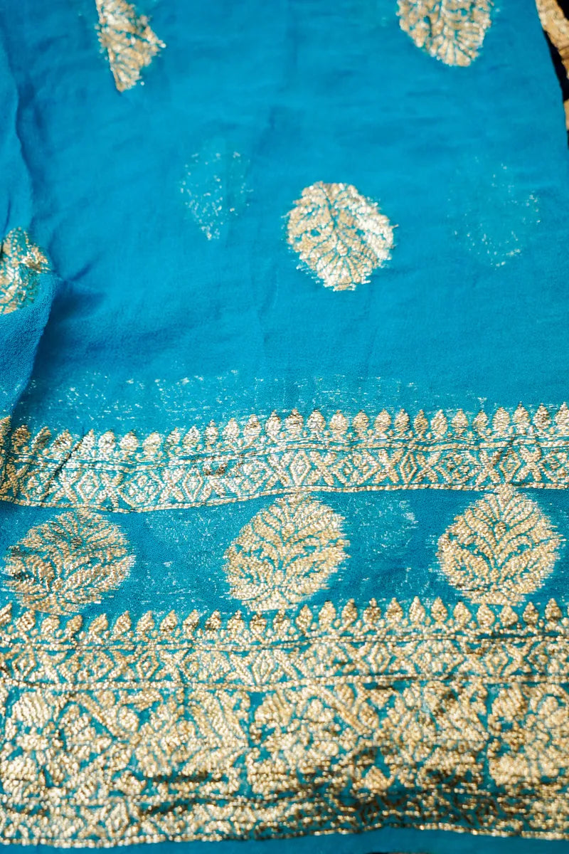 INDIGO BLUE COLOR GEORGETTE SILK SAREE