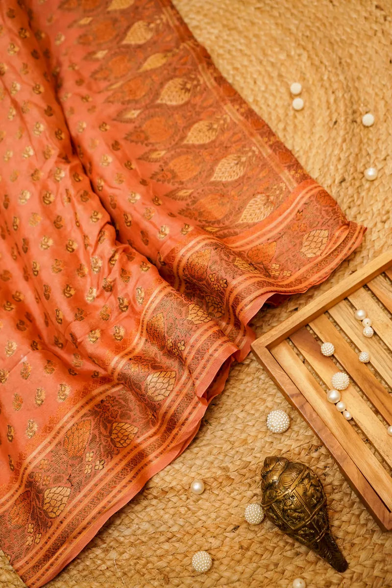 RUST COLOR KHADDI GEORGETTE SAREE