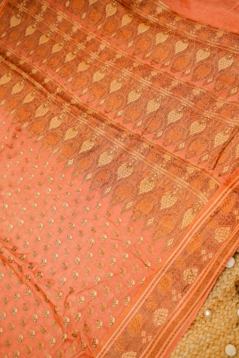 RUST COLOR KHADDI GEORGETTE SAREE