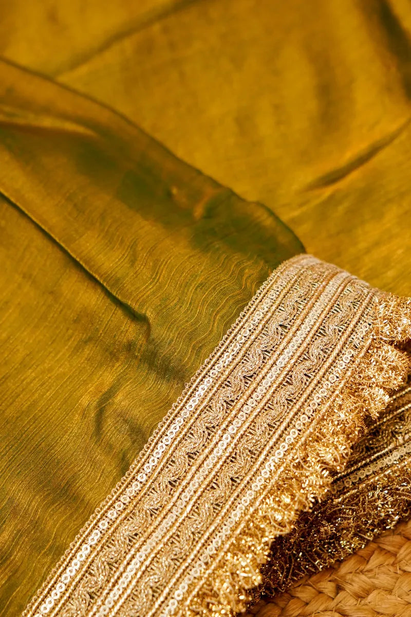 MEHENDI GREEN COLOR CHIFFON  SAREE