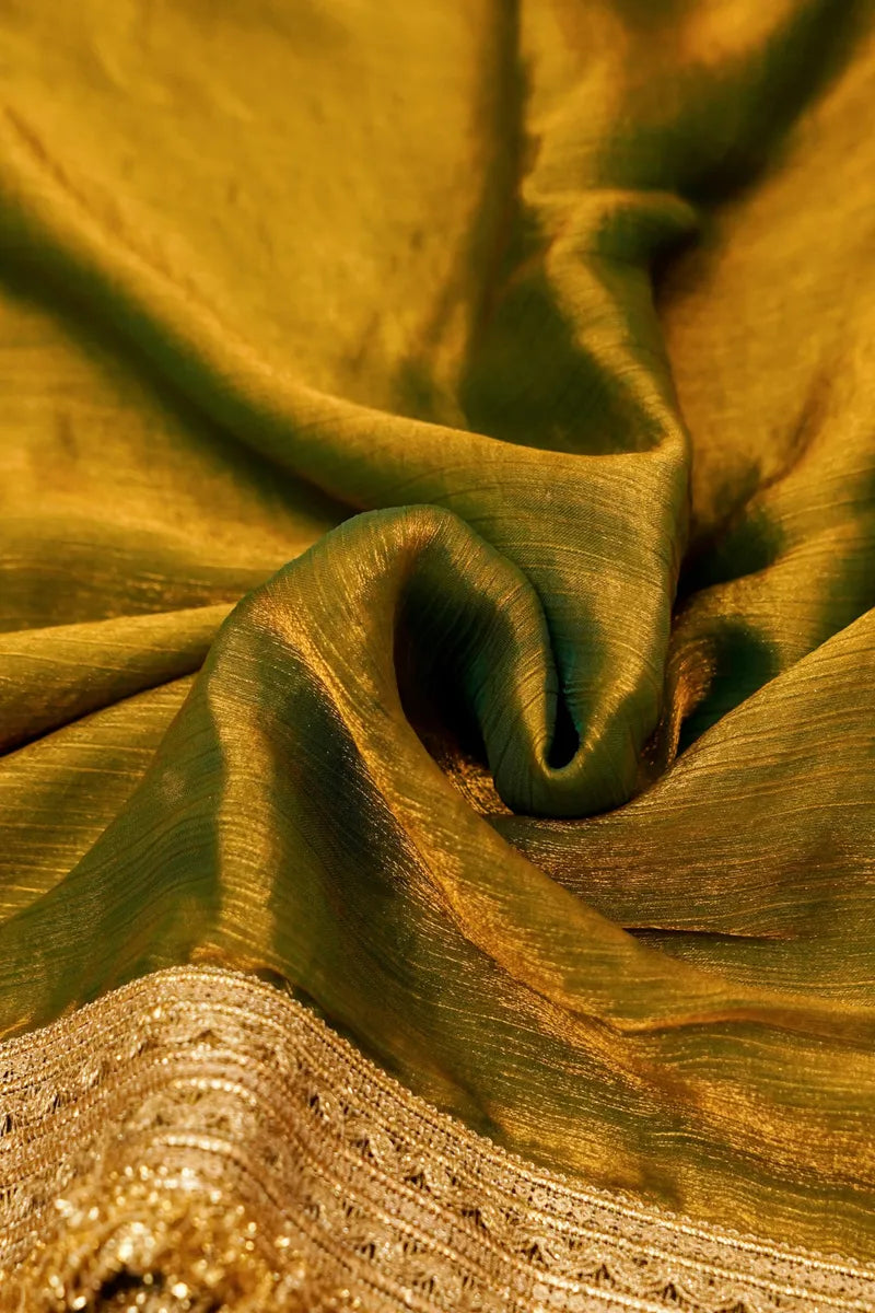 MEHENDI GREEN COLOR CHIFFON  SAREE