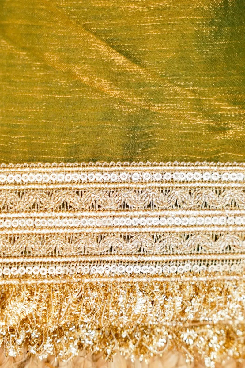 MEHENDI GREEN COLOR CHIFFON  SAREE