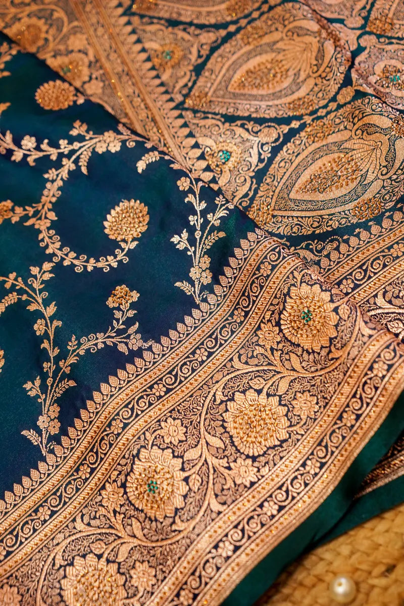BLUE DUAL SHADE COLOR BANARASI SILK SAREE