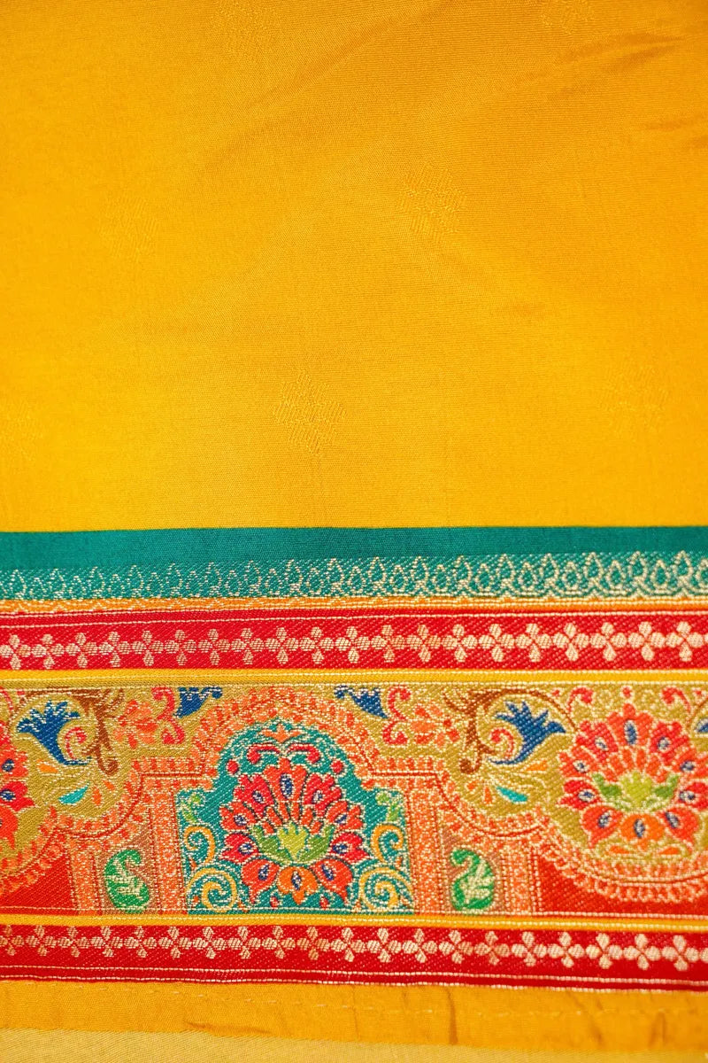 YELLOW COLOR PASHMINA SILK SAREE