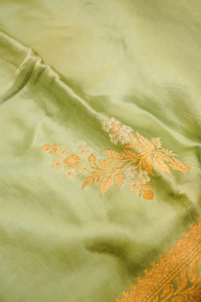 PISTA GREEN COLOR CREPE SILK SAREE