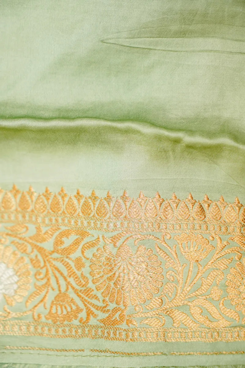 PISTA GREEN COLOR CREPE SILK SAREE