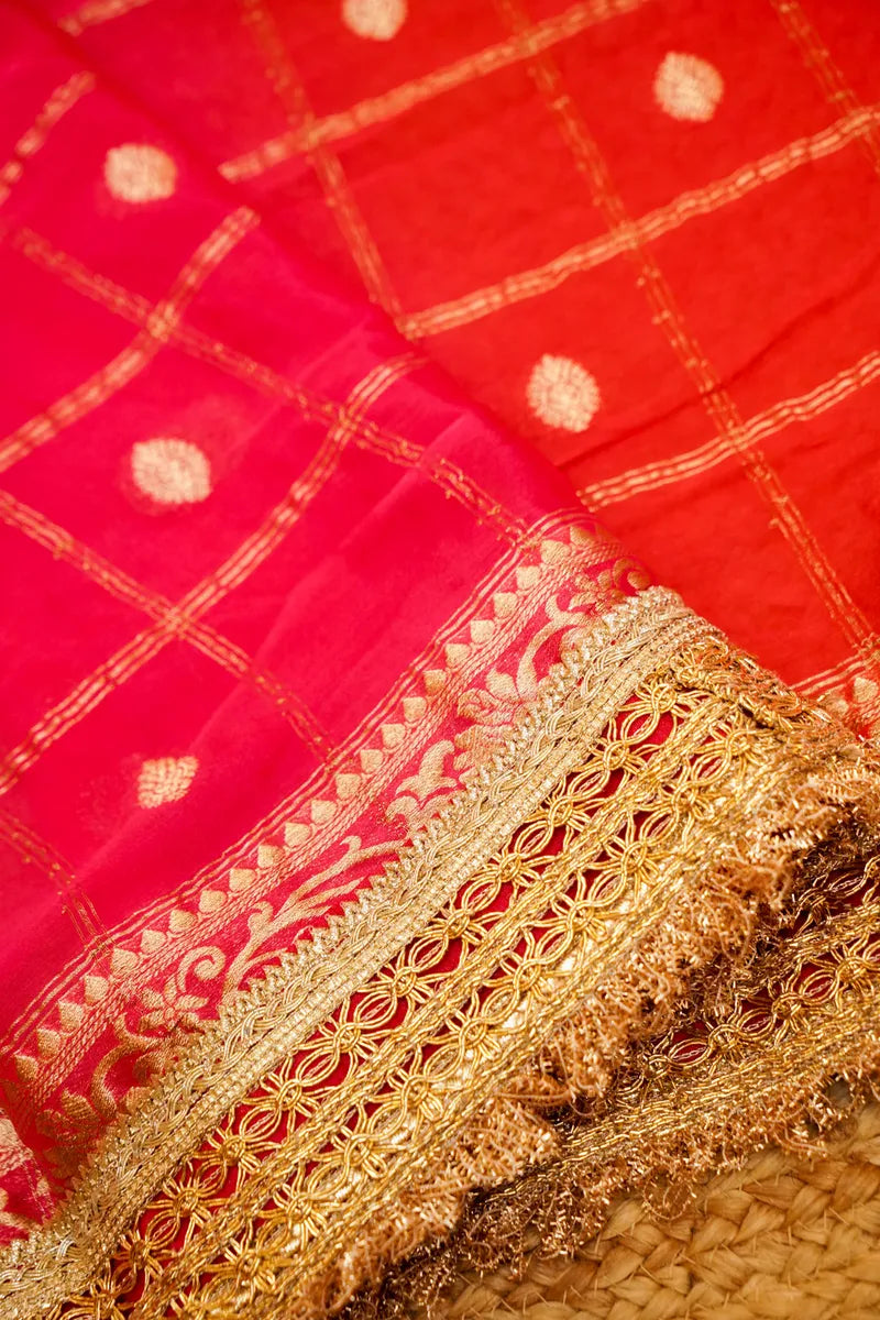 RED WITH PINK COLOR DOLA SILK SAREE