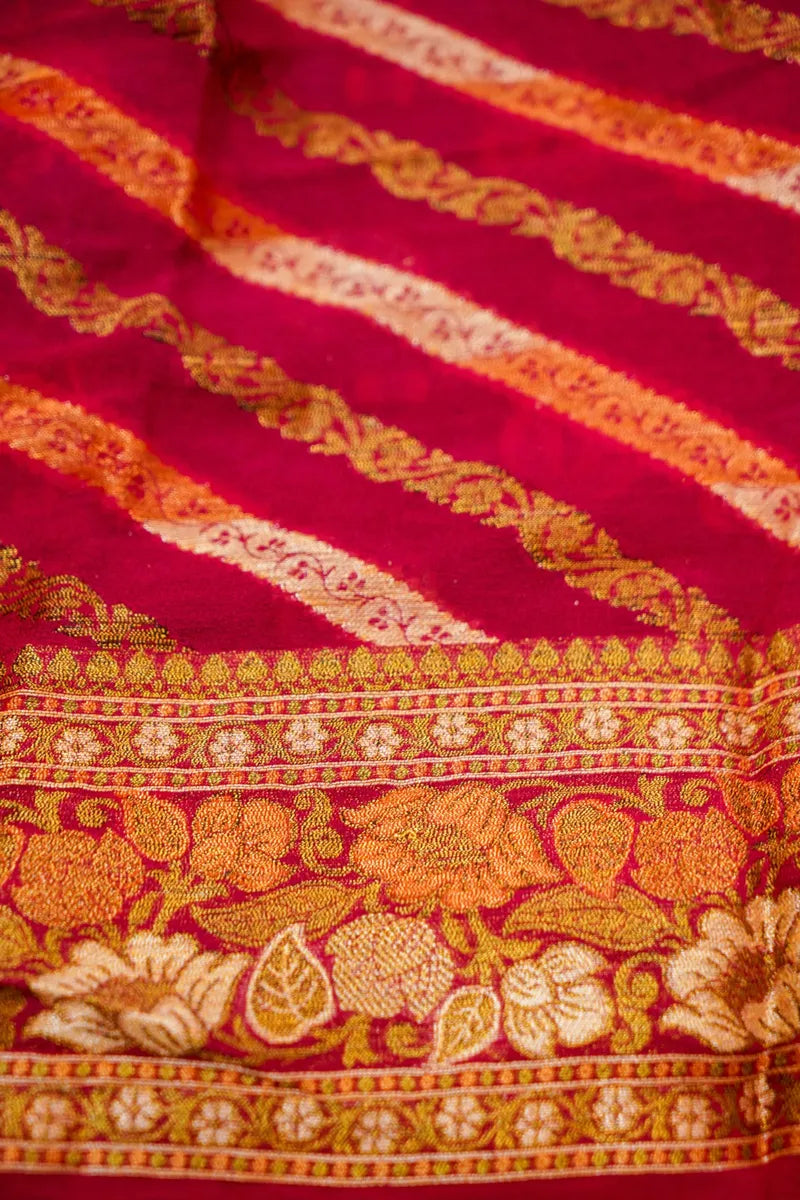 GREEN WITH PINK COLOR  KHADDI SILK SAREE