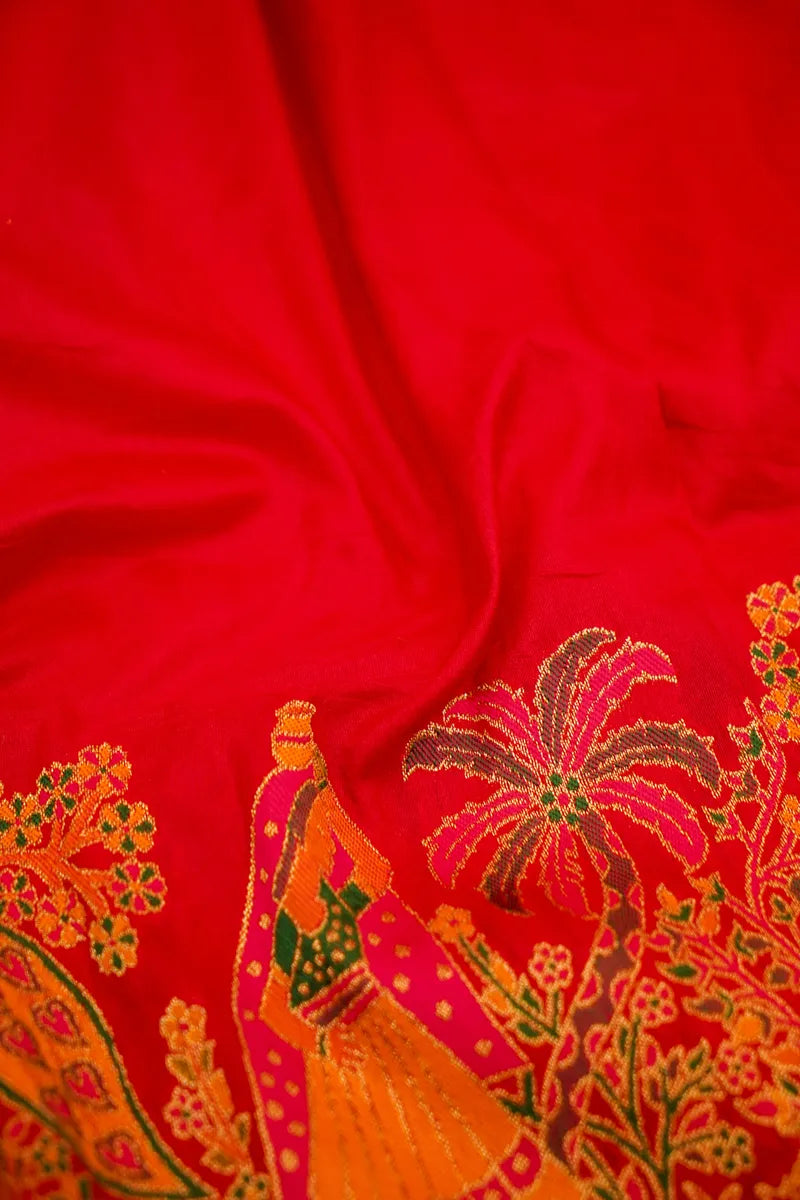 RED COLOR PASHMINA SILK SAREE
