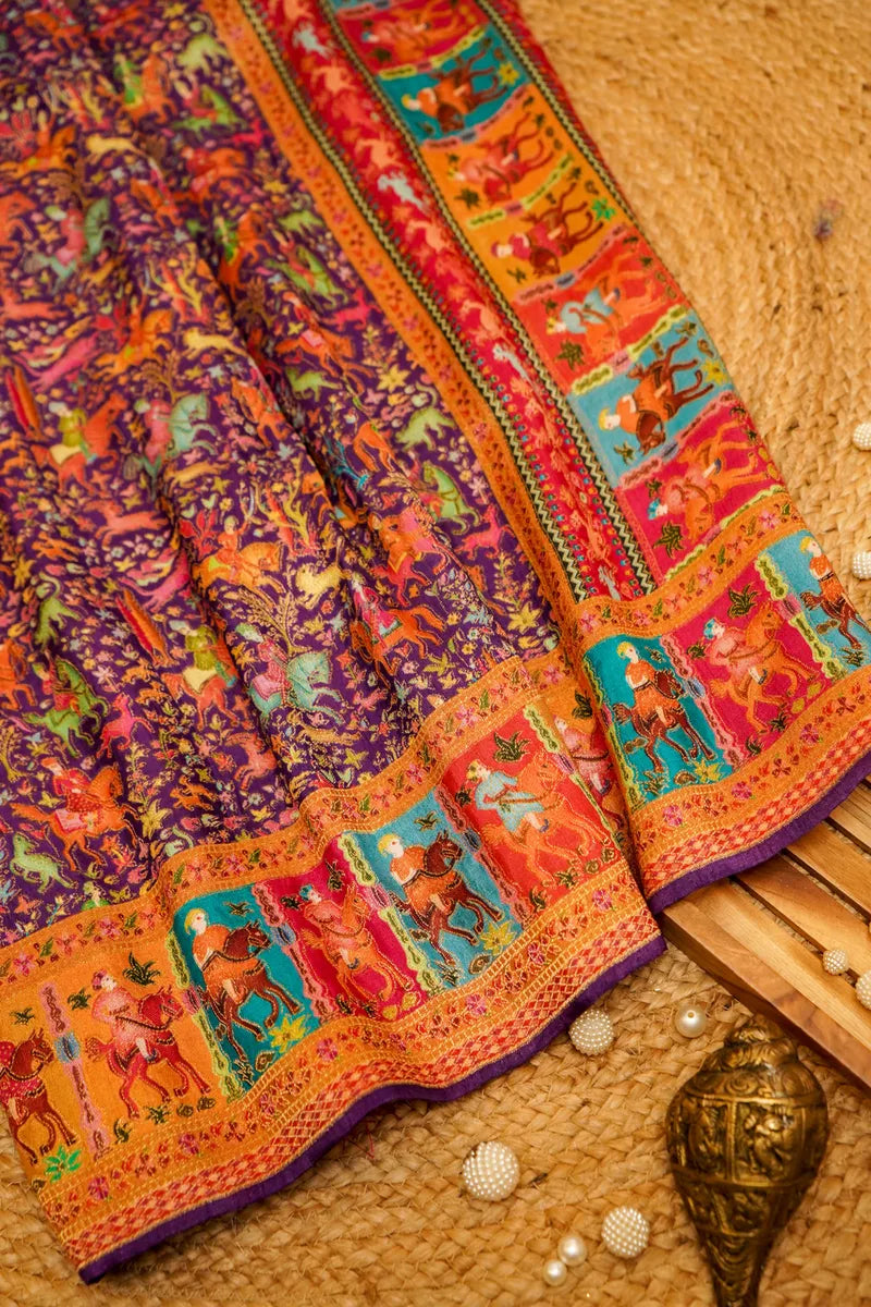 VOILET COLOR PASHMINA SILK SAREE