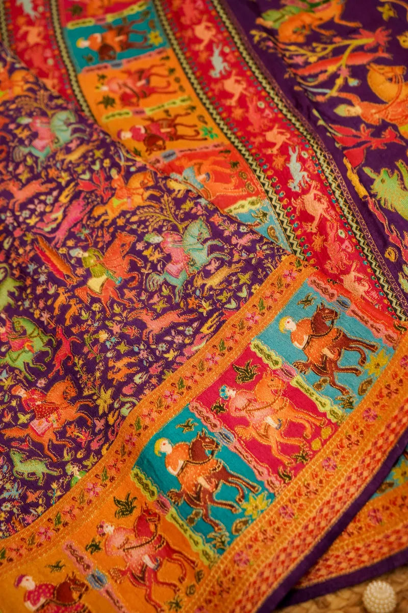 VOILET COLOR PASHMINA SILK SAREE