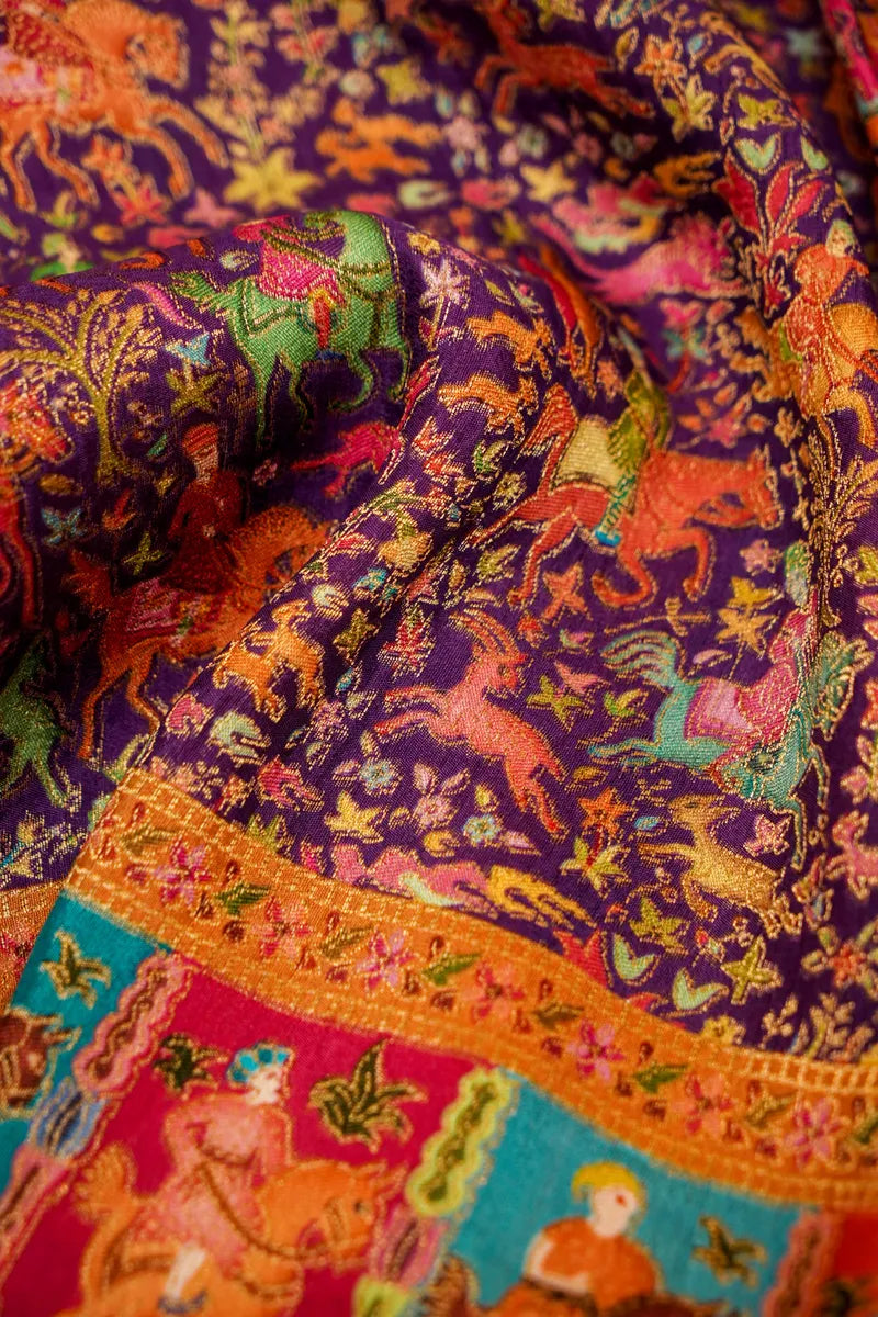 VOILET COLOR PASHMINA SILK SAREE