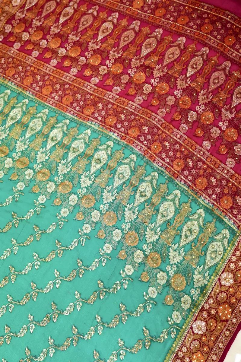 BANARASI RAMA COLOR KHADDI GEORGETTE SAREE