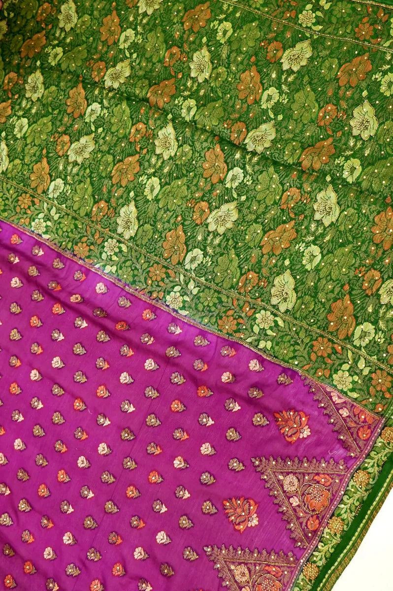 BANARASI MAGENTA COLOR KHADDI GEORGETTE SAREE