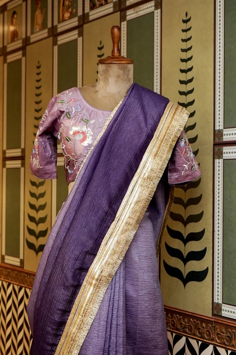 BANARASI PURPLE COLOR TISSUE SAREE