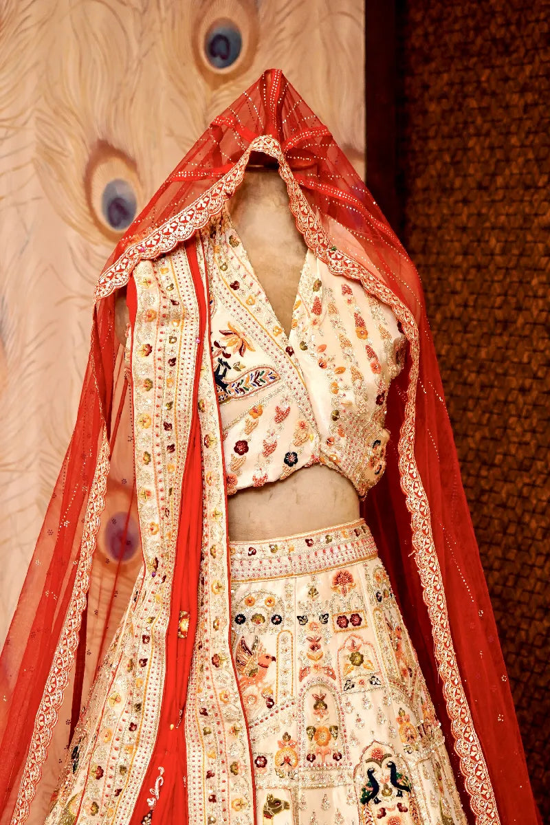 GOLDEN COLOR FULL HAND ZARDOSI WORK BRIDAL LEHENGA