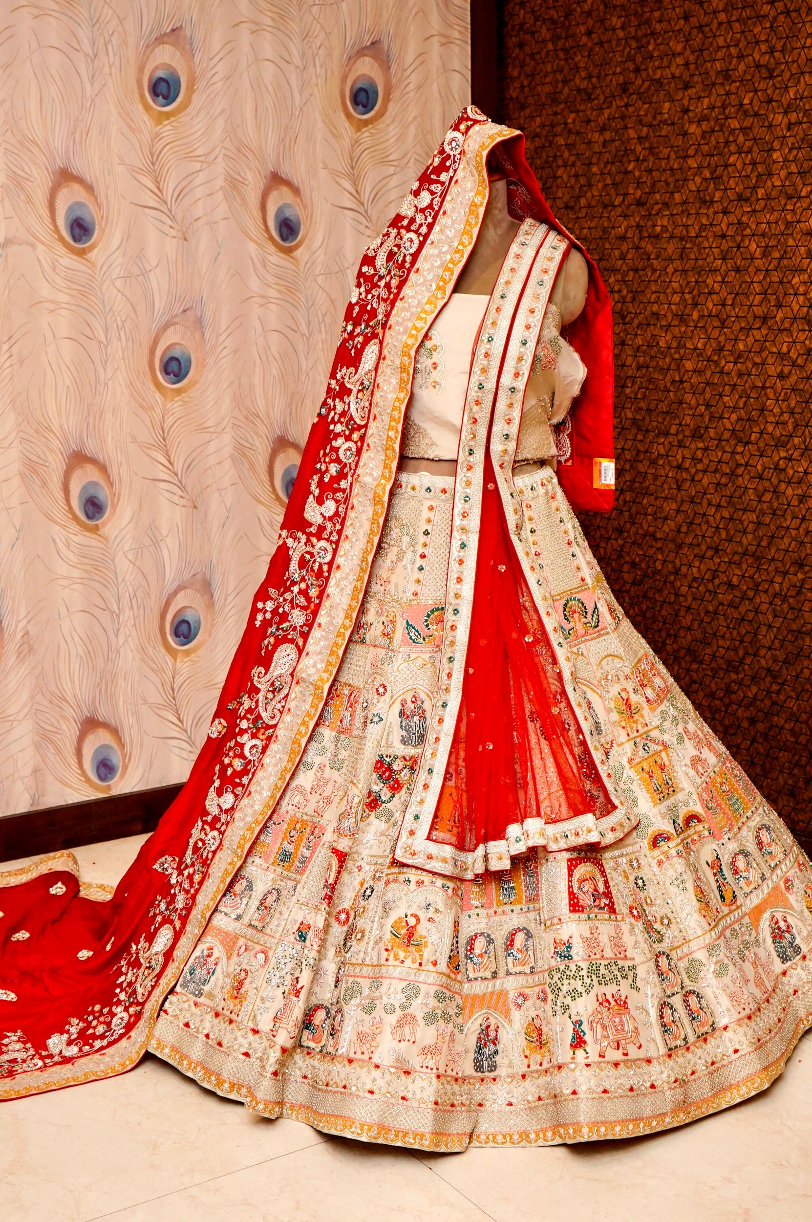 GOLDEN COLOR FULL HAND ZARDOSI WORK BRIDAL LEHENGA