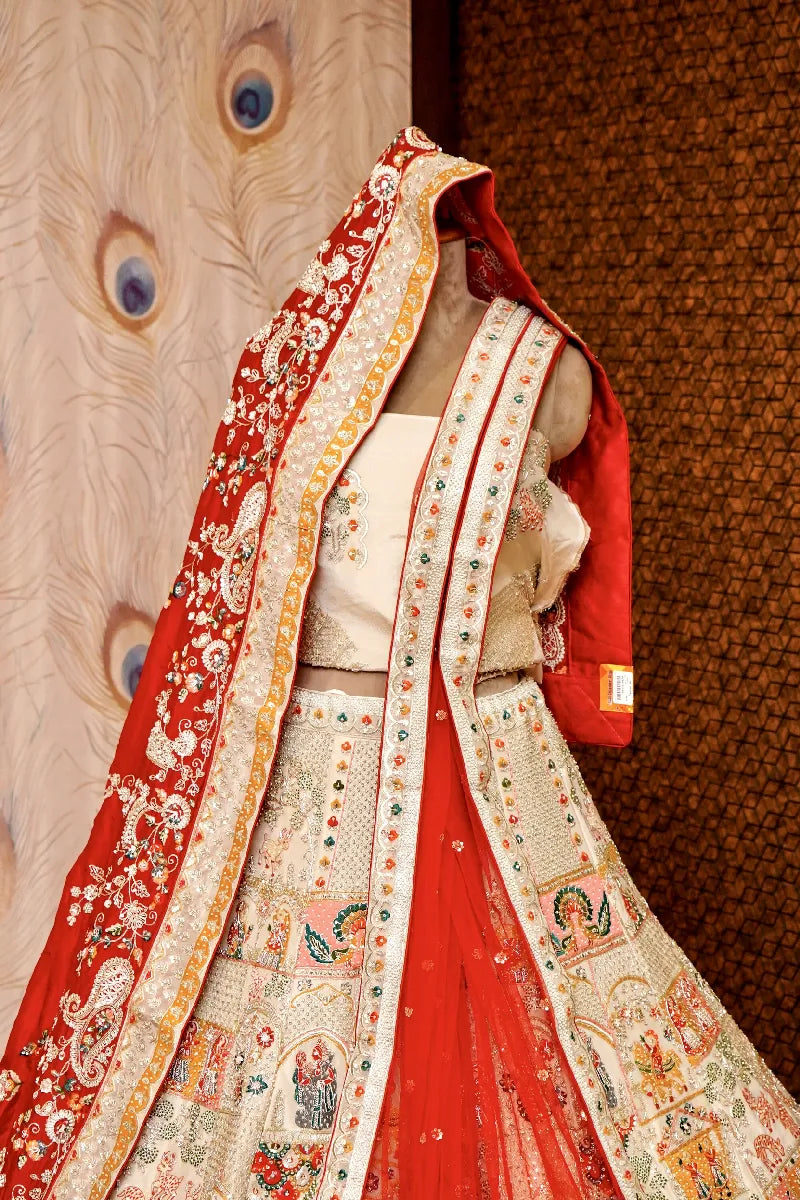 GOLDEN COLOR FULL HAND ZARDOSI WORK BRIDAL LEHENGA