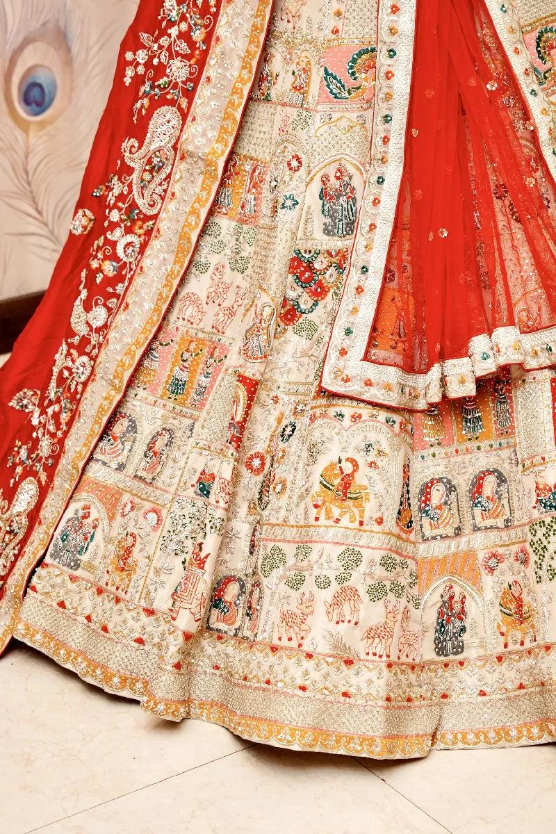 GOLDEN COLOR FULL HAND ZARDOSI WORK BRIDAL LEHENGA
