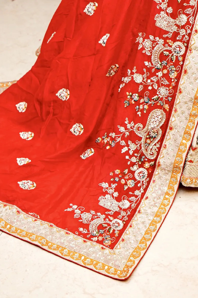 GOLDEN COLOR FULL HAND ZARDOSI WORK BRIDAL LEHENGA