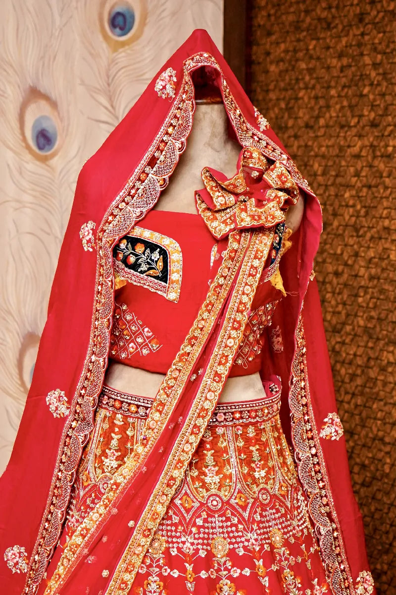 RANI COLOR FULL HAND ZARDOSI WORK BRIDAL LEHENGA