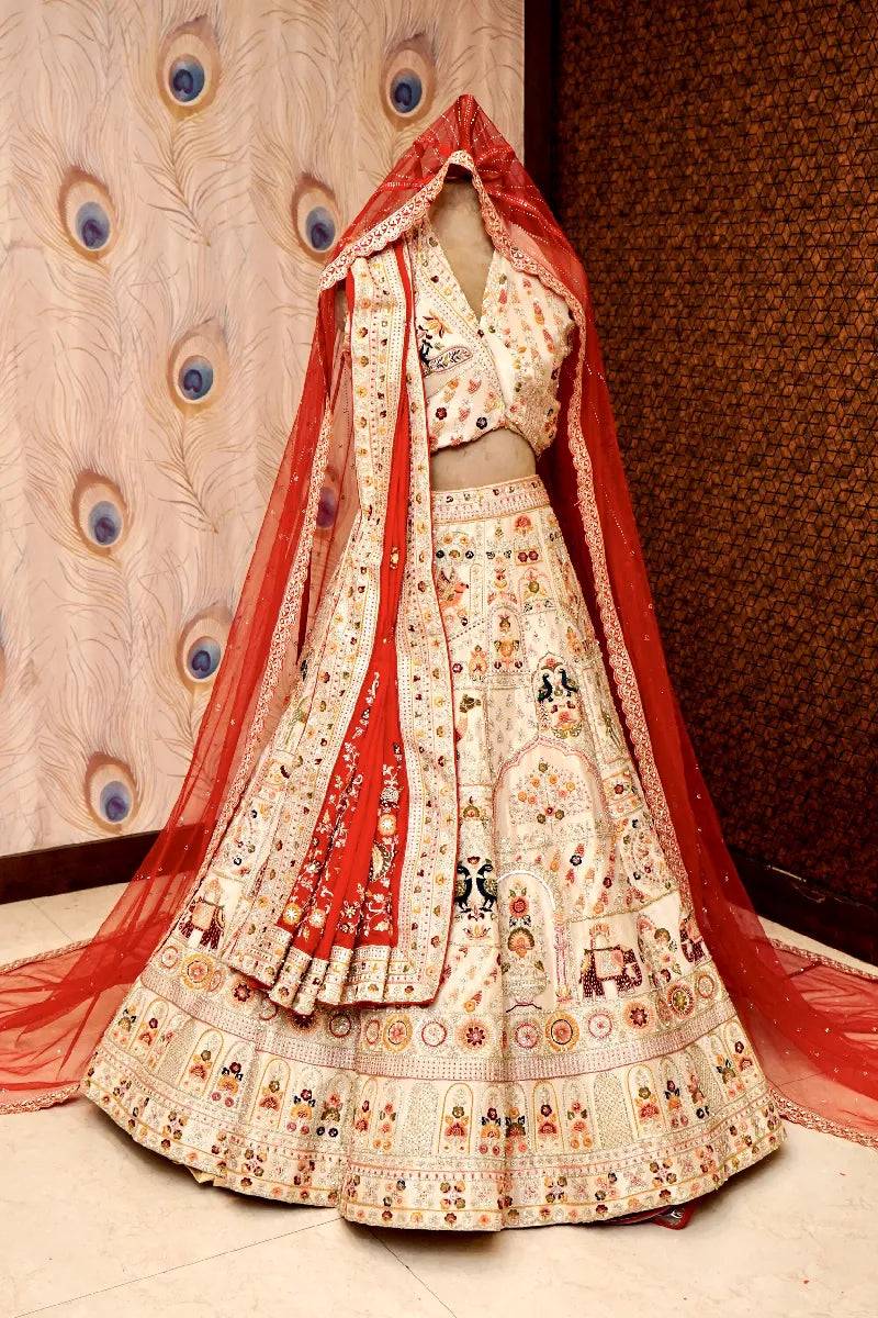 GOLDEN COLOR FULL HAND ZARDOSI WORK BRIDAL LEHENGA