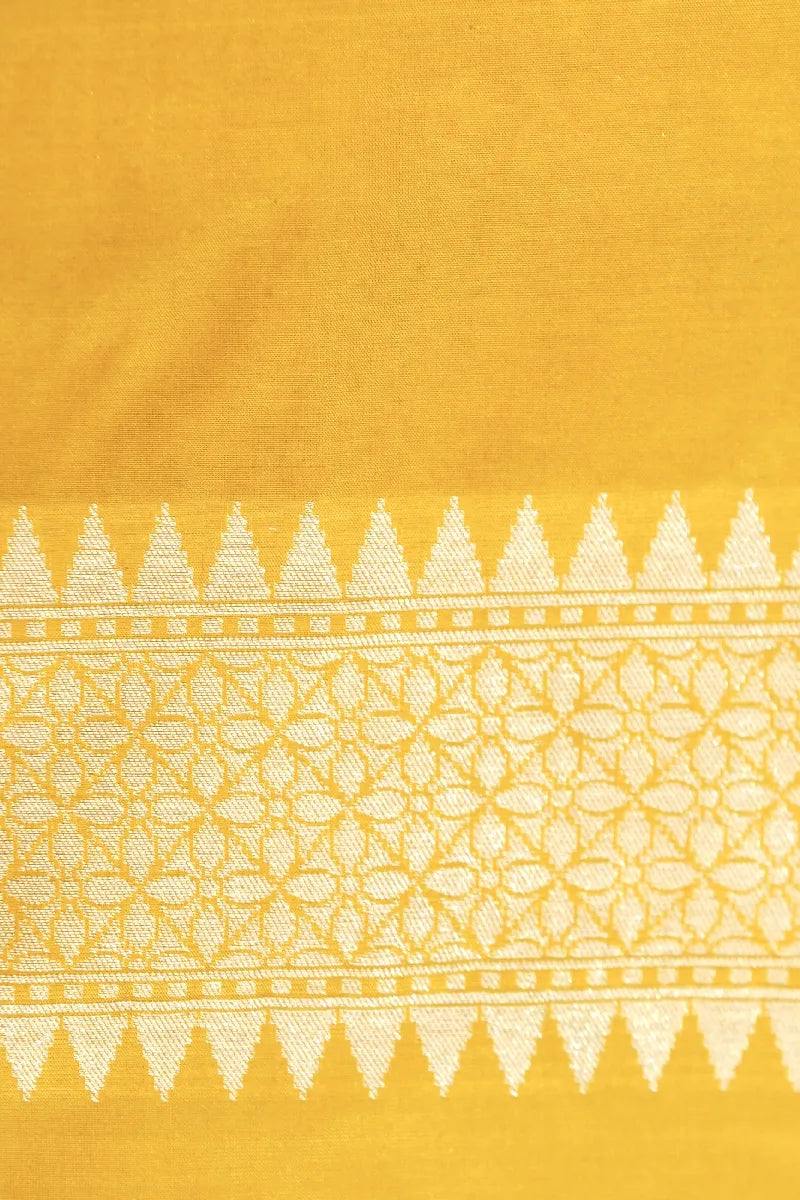 BANARASI SINGLE KATAN RICH ZARI YELLOW COLOR SAREE